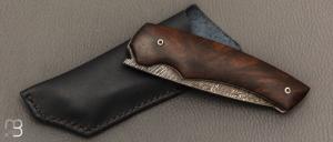   Couteau " Quetsche " Liner-Lock flipper par Louis Contat - Noyer et damas explosion