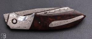    Couteau " Razorback XL " custom de Stéphane Sagric - Bois de fer et lame damas de Camille Sennegon