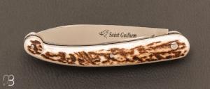Couteau de poche Saint Guilhem Bois de cerf grand modèle par La Coutellerie Chevalerias