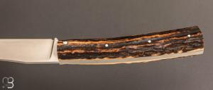   Couteau " Slipjoint " de Jacky Pasquier - Bois de cerf Sambar et lame en RWL34