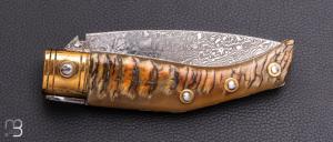   Couteau " Solsonesa" par Javier Sanchez - Corne de bélier et lame en Damasteel