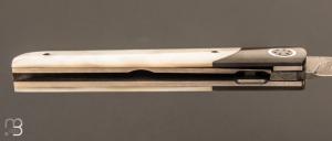 Couteau " light " pliant liner-lock par Thierry Chevron - Nacre / Zirconium et Damas de Devin Thomas