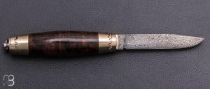 Couteau Tonneau par Jean Michel REMAUD - Ronce de noyer et lame damas