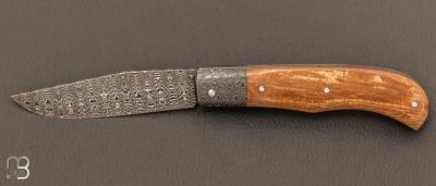 Couteau " Tony " custom de Anthony Brochier - Damas multi-barreaux torsadé et ivoire de mammouth