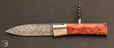 Couteau Vercors G.R. loupe peuplier teinté et stabilisé et tire-bouchon