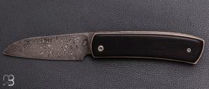 Couteau " Vintage custom " piémontais par David Lespect - Ebène et damas