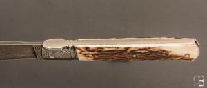    Couteau " Yssingeaux " custom de Jérôme Bellon - Bois de cerf et damas