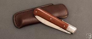 Couteau " Yssingeaux avec garde à bascule et palanquille  " RWL-34 et micarta par Romain Alvarez