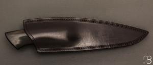   Couteau Droit de collection par Jean Paul Sire - Corne et Damas multi-barreaux