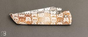   Couteau " chat lock-back " pliant par Willy Foulboeuf - La Forge du Monstre - Inox 