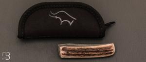  Couteau " custom " par Guy Poggetti - bois de cerf et lame en Elmax