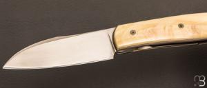Couteau " custom " pliant de David Lespect - Ivoire de phacochère et lame en RWL34