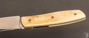 Couteau " custom " pliant de David Lespect - Ivoire de phacochère et lame en RWL34