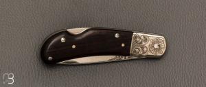  Couteau " Lock Back " de collection par Henry Frank - Ébène et argent