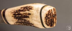  Couteau  " custom " fixe par Michel Blum - Bois de cerf et damas