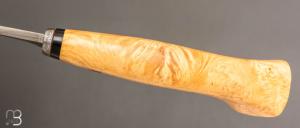    Couteau " droit  " artisanal à lame forgée en acier damas et loupe de buis par Jean Paul Sire