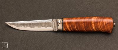 Couteau fixe nordique par Kaj EMBRETSEN - Damas et Curly Tasmanian black wood