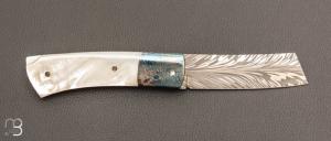  Couteau " lock back " par Eric Depeyre - Damas plume et nacre
