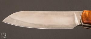 Couteau  "  Vintage custom " piémontais à billes par David Lespect - Peuplier stabilisé et 100C6 