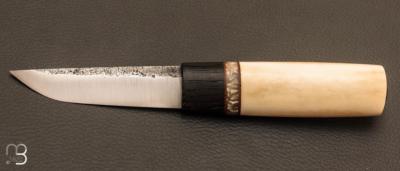 Couteau "puukko" custom Nordique  de Laurent Juhel - Bois de renne et morta