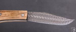  Couteau " trappeur " custom par Anthony Brochier - Mammouth et damas mosaïque torsadé