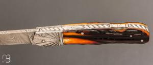  Couteau " Custom Lock Back " de Ken Steigerwalt - Damas et Amber stag 