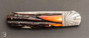  Couteau " Custom Lock Back " de Ken Steigerwalt - Damas et Amber stag 