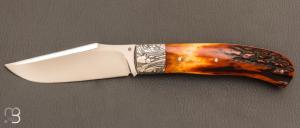  Couteau " Slack " custom par Raphal Durand - Cerf sambar et damas H. Viallon