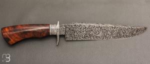    Couteau droit de collection  par Anthony Brochier - Bois de fer d'Arizona et damas mosaïque