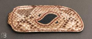 Etui L Traditionnel fait main en cuir de python pour couteau pliant