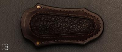 Etui cuir insert en Tortue alligator pour couteau pliant fait main par Jeremy Guillaume - 8ballkustomleatherwork