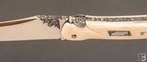    Couteau  "  Laguiole 15 CM Queue de Scorpion " de Jérôme Lamic - ivoire de mammouth