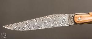  Couteau Laguiole en Aubrac modèle Origine Tour Eiffel N°190 - Croûte d'ivoire de mammouth et Damas Balbach