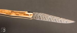    Couteau Laguiole en Aubrac 12 cm manche en ivoire de mammouth et lame en damas de Markus Balbach