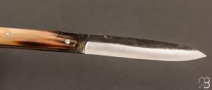  Couteau " Laguiole droit " 13 cm par Laguiole en Aubrac  - Pointe corne - Lame brut de forge