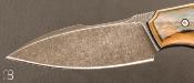 Couteau custom pliant par David Lespect - Ivoire de mammouth bleu et D2 stonewashed
