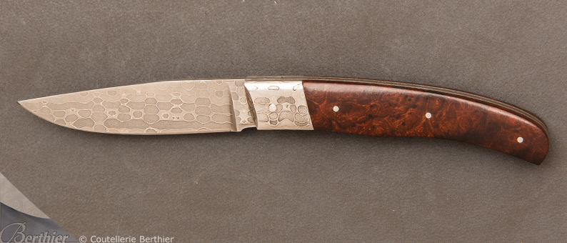 Couteau P45 bois de fer et damas par A&J Chomilier