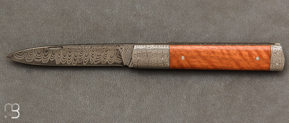 Couteau de poche Vercors Longam et damas par Philippe Ricard