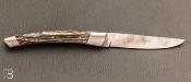 Couteau de poche Le Thiers 12cm Bois teinté stabilisé et lame damas par Le Fidèle
