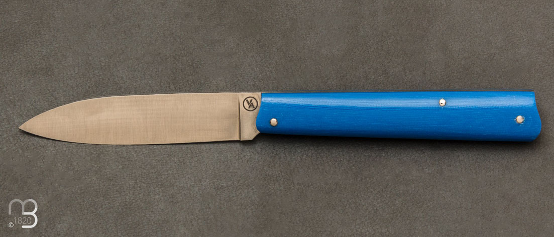 Couteau Ultra Plume G10 bleu par Vent d'Aubrac