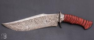   " Integral Bowie " custom knife par Oliver Goldschmidt - �rable ond� et damas