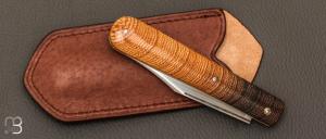    Canif Sheffield "Clip blade" pliant fait main par Bastien Toubhans - Wengé et RWL34