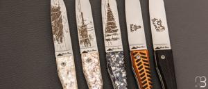 Collection complète 11 couteaux pliants piémontais par Charles Canon