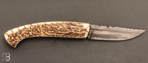 Couteau 1515 de poche collection " Primitive " par Manu Laplace - Bois de cerf et lame XC75 