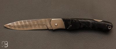Couteau " 1820 Berthier " par Charles Bennica - Loupe de peuplier et Damasteel
