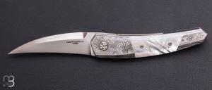   Couteau " Ambiez " par Stephano Compostella - Titane / Nacre et Erasteel APZ10