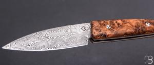    Couteau " Ariégeois " par la Coutellerie Savignac - Loupe d'olivier et Damasteel