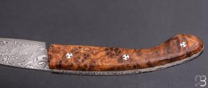    Couteau " Ariégeois " par la Coutellerie Savignac - Loupe d'olivier et Damasteel