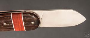 Couteau " Cerbère® Coupe cigare " pliant par l'Atelier Les 2 Diables - Wengué/redheart et 14c28N