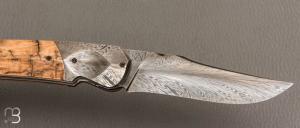   Couteau  " Clint " par Florian Keller - Mammouth et damas plume